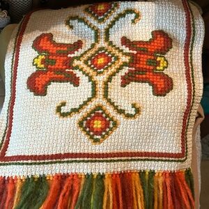 Vintage Norwegian HUGE Needlepoint/ wallhanging   MID CENTURY RYA rug style